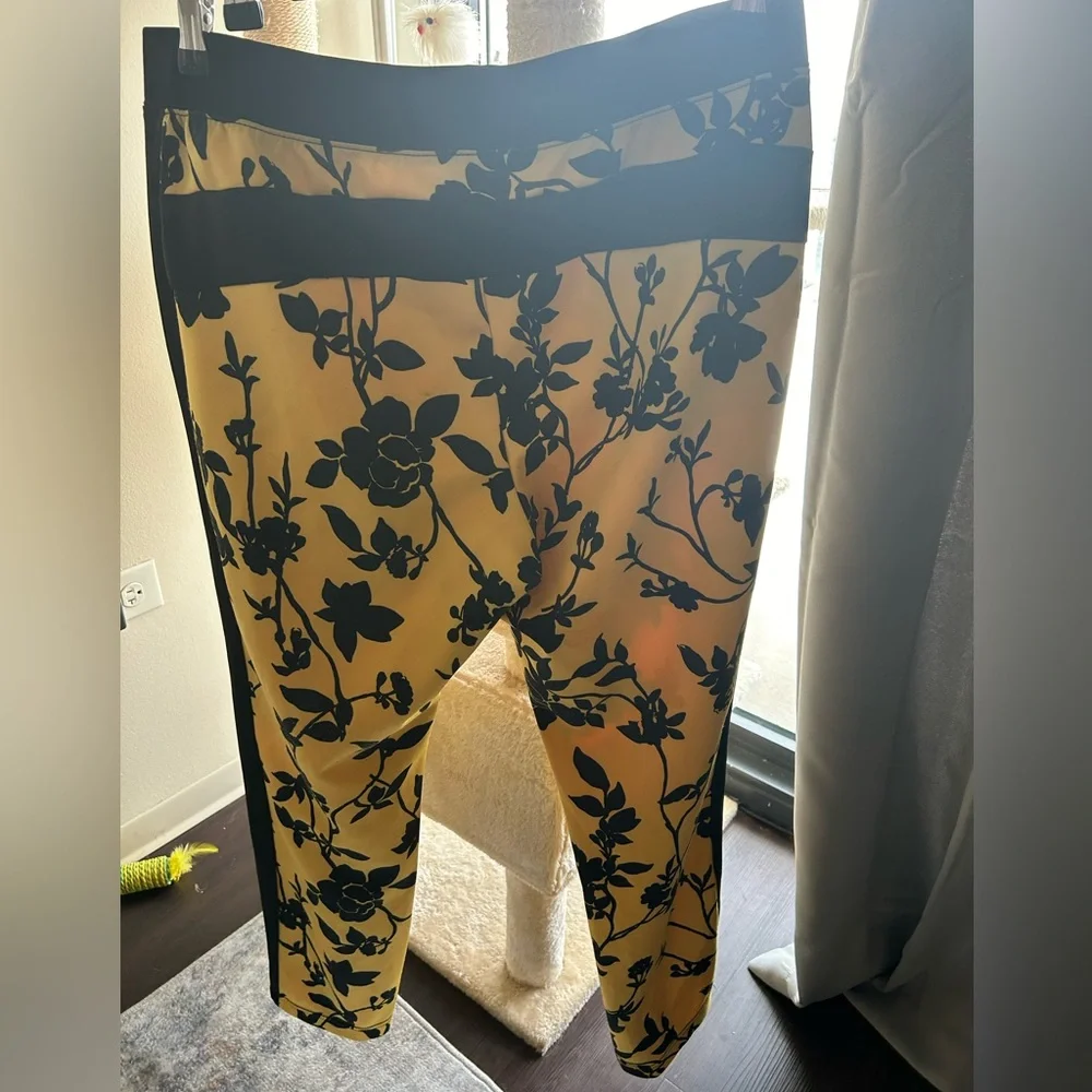 PAM & GELA Black and Yellow Floral Track Pants Petite / Extra Small - Picture 3 of 5